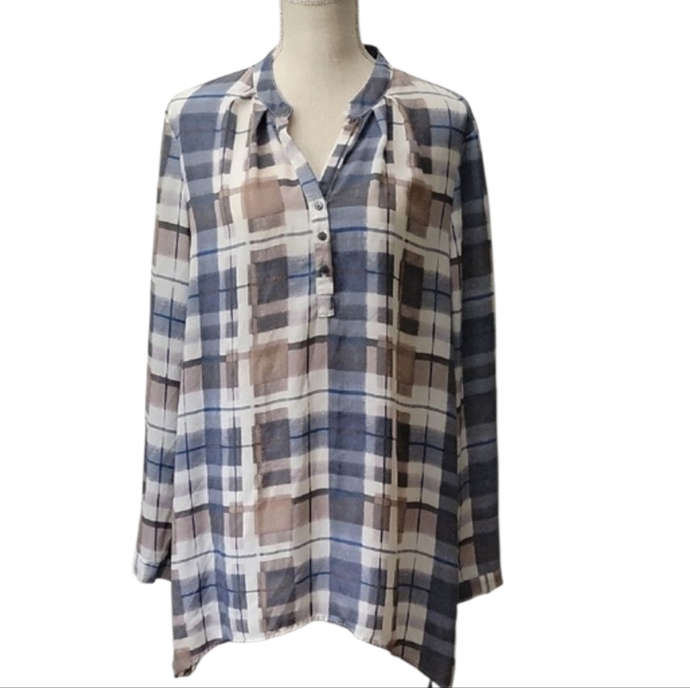 Spense Blue and White Plaid Shirt